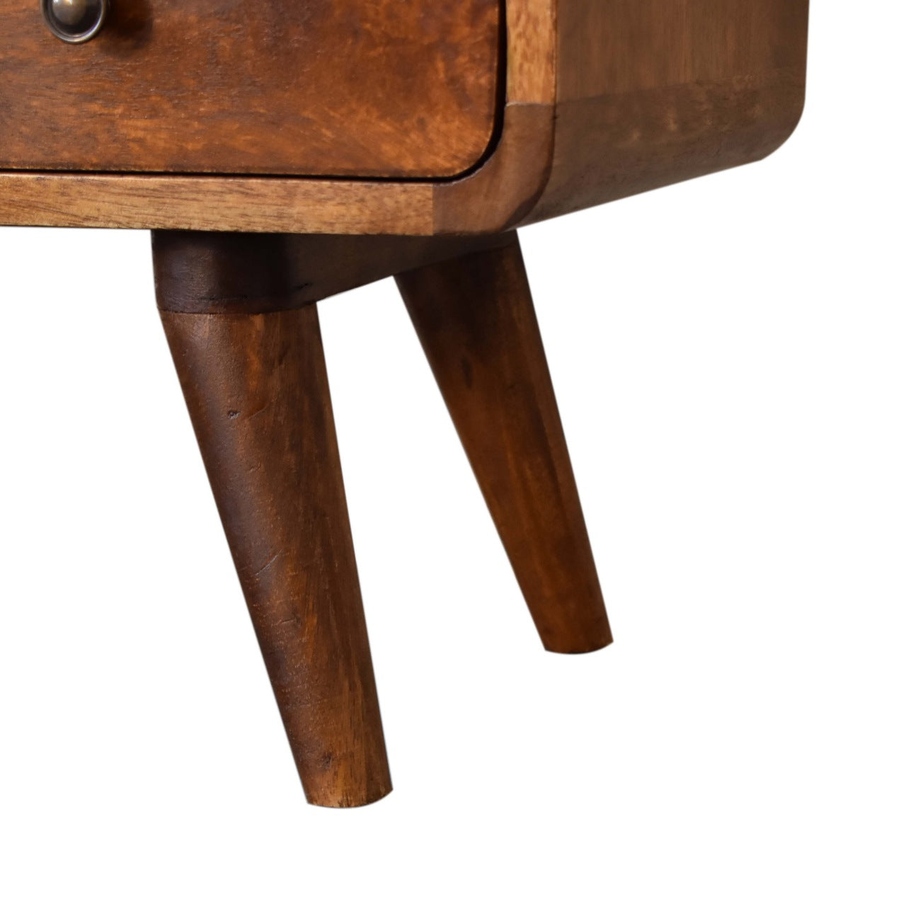 Mini Chestnut Curved Media Unit with 2-Drawers Chest of Drawers