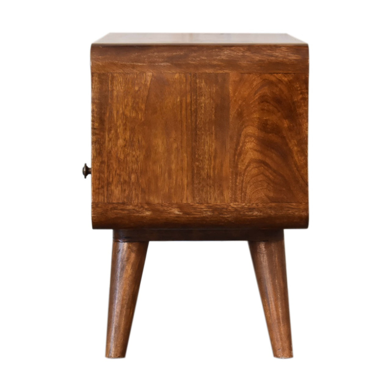Mini Chestnut Curved Media Unit with 2-Drawers Chest of Drawers