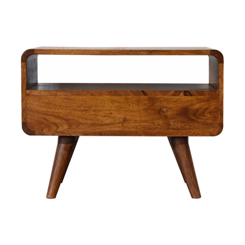 Mini Chestnut Curved Media Unit with 2-Drawers Chest of Drawers