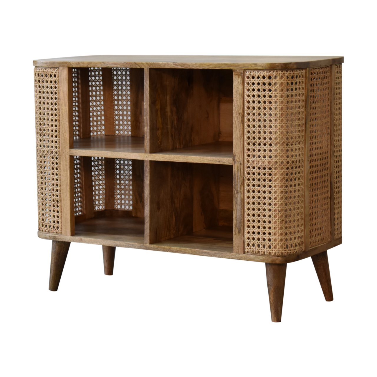 Larissa Open Double Chest of Drawers | Oak Rattan