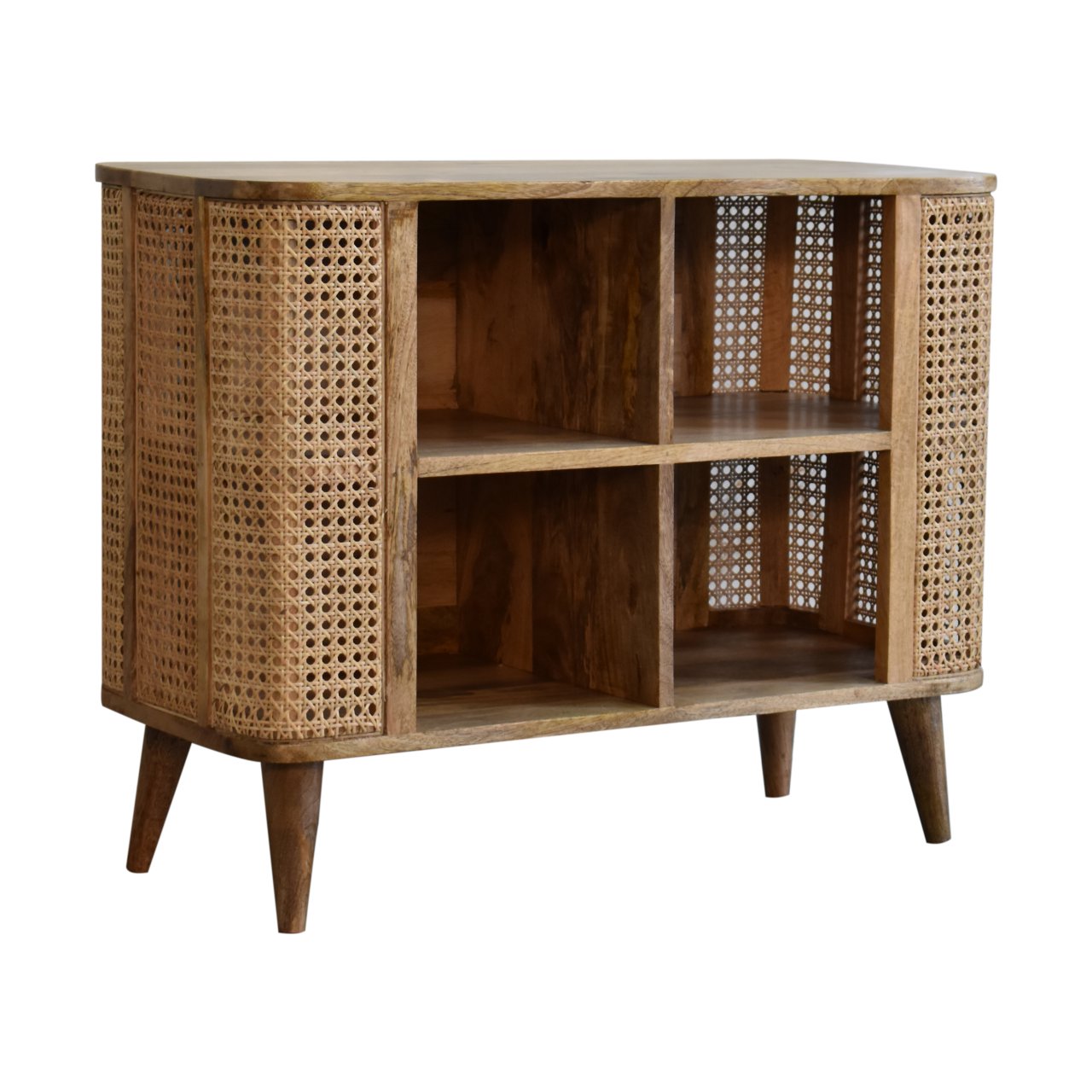 Larissa Open Double Chest of Drawers | Oak Rattan