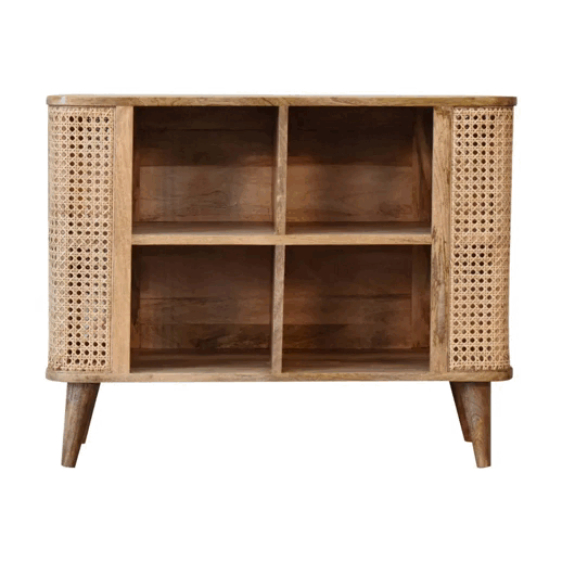 Larissa Open Double Chest of Drawers | Oak Rattan
