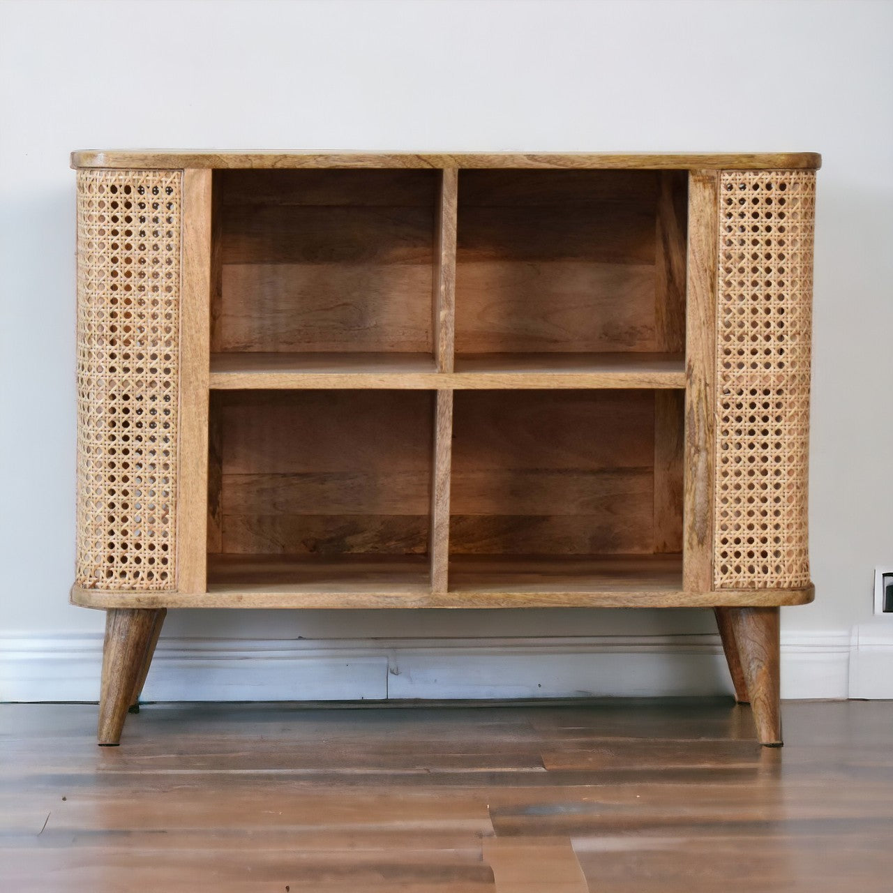 Larissa Open Double Chest of Drawers | Oak Rattan