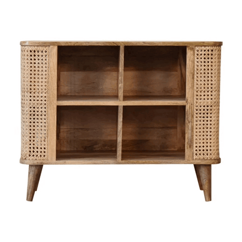 Larissa Open Double Chest of Drawers | Oak Rattan