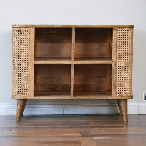 Larissa Open Double Chest of Drawers | Oak Rattan