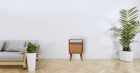 Knit Door Bedside Table | Oak Rattan