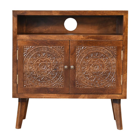 Tova Open Shelf Chest of Drawers | Chestnut Mango Wood