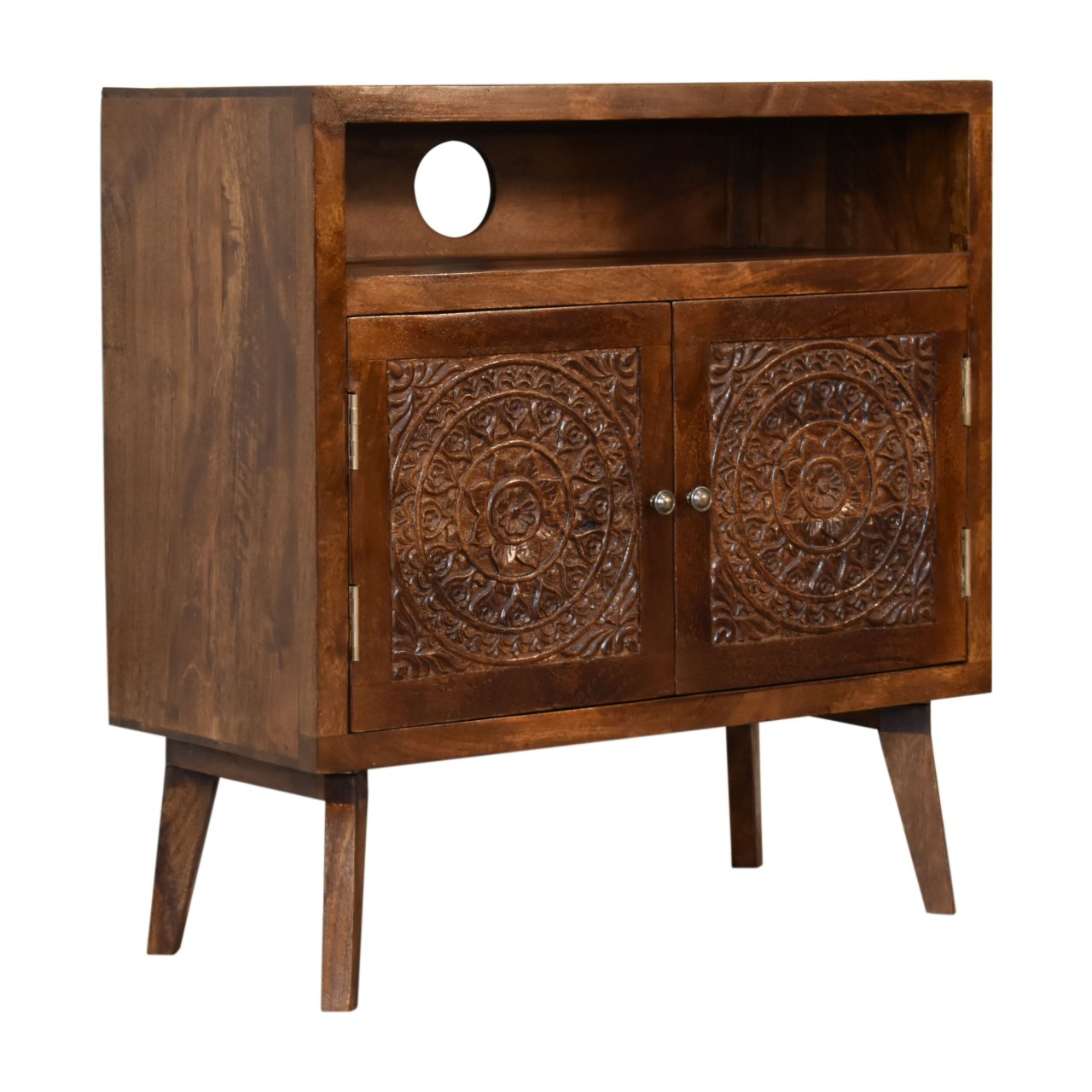 Tova Open Shelf Chest of Drawers | Chestnut Mango Wood