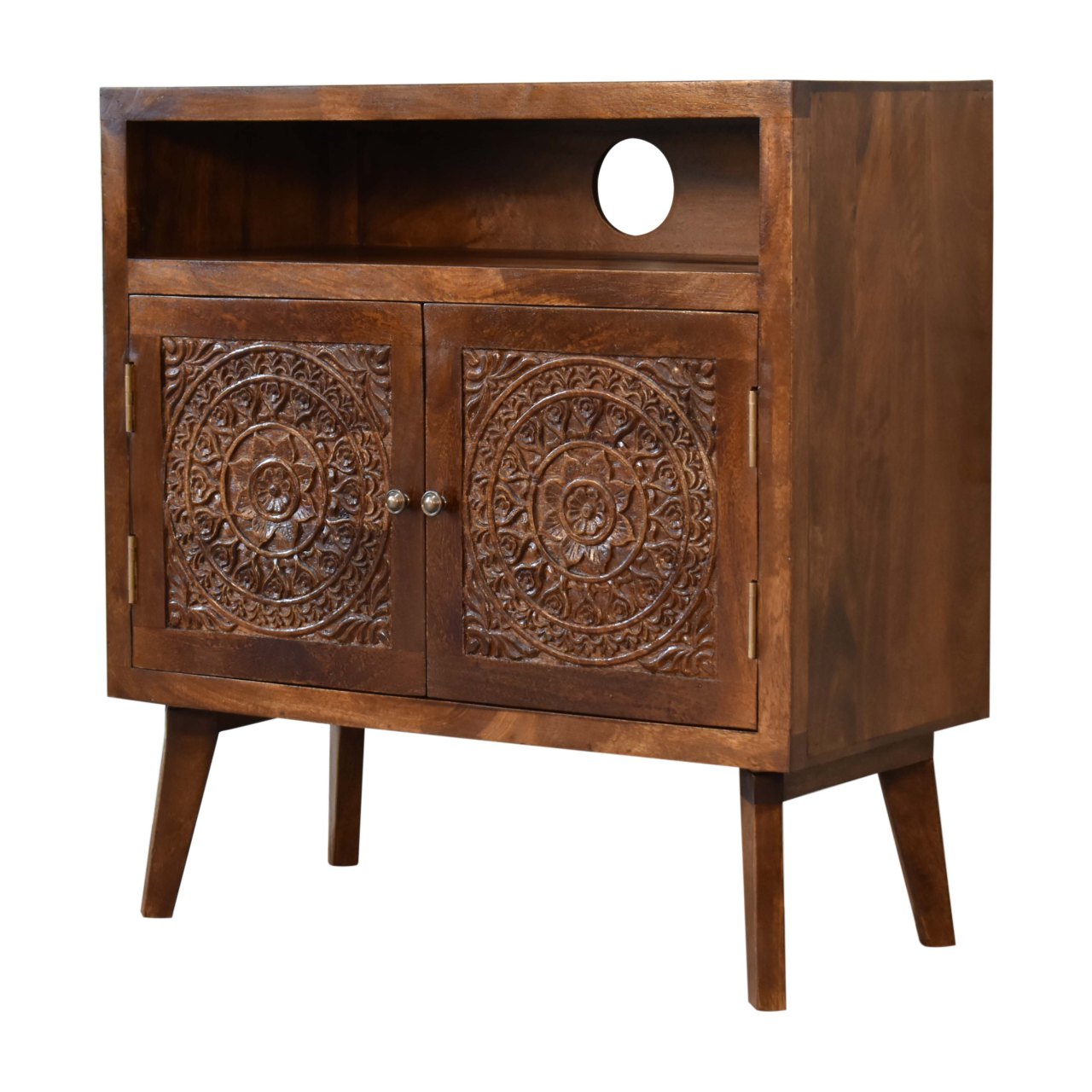 Tova Open Shelf Chest of Drawers | Chestnut Mango Wood