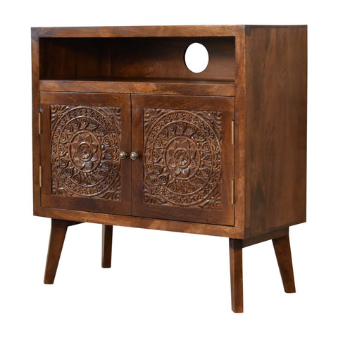 Tova Open Shelf Chest of Drawers | Chestnut Mango Wood