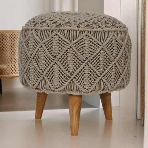 Crotchet Grey Footstool