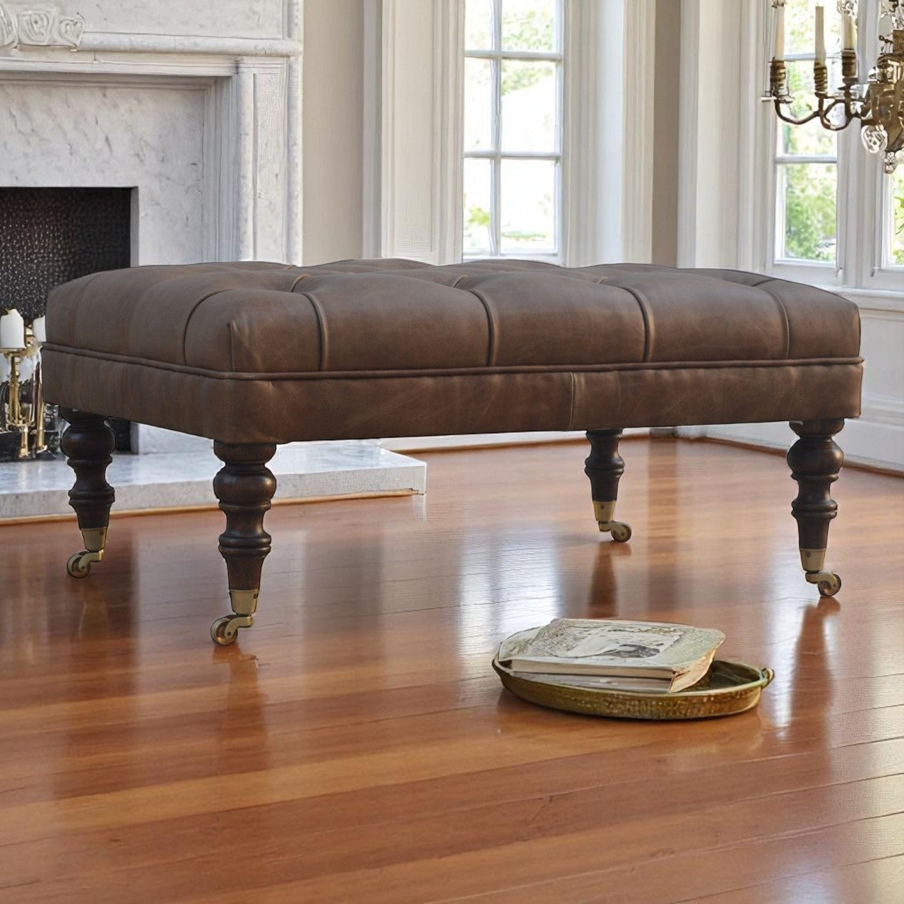 Buffalo Leather Storage Bench