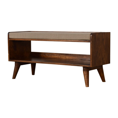 Mud Linen Nordic Storage Bench | Chestnut Hidden Storage