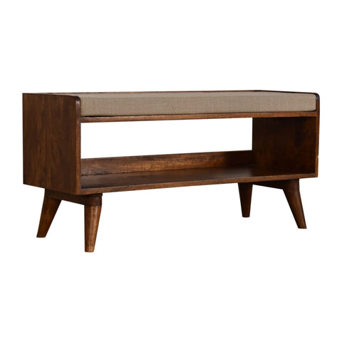 Mud Linen Nordic Storage Bench | Chestnut Hidden Storage
