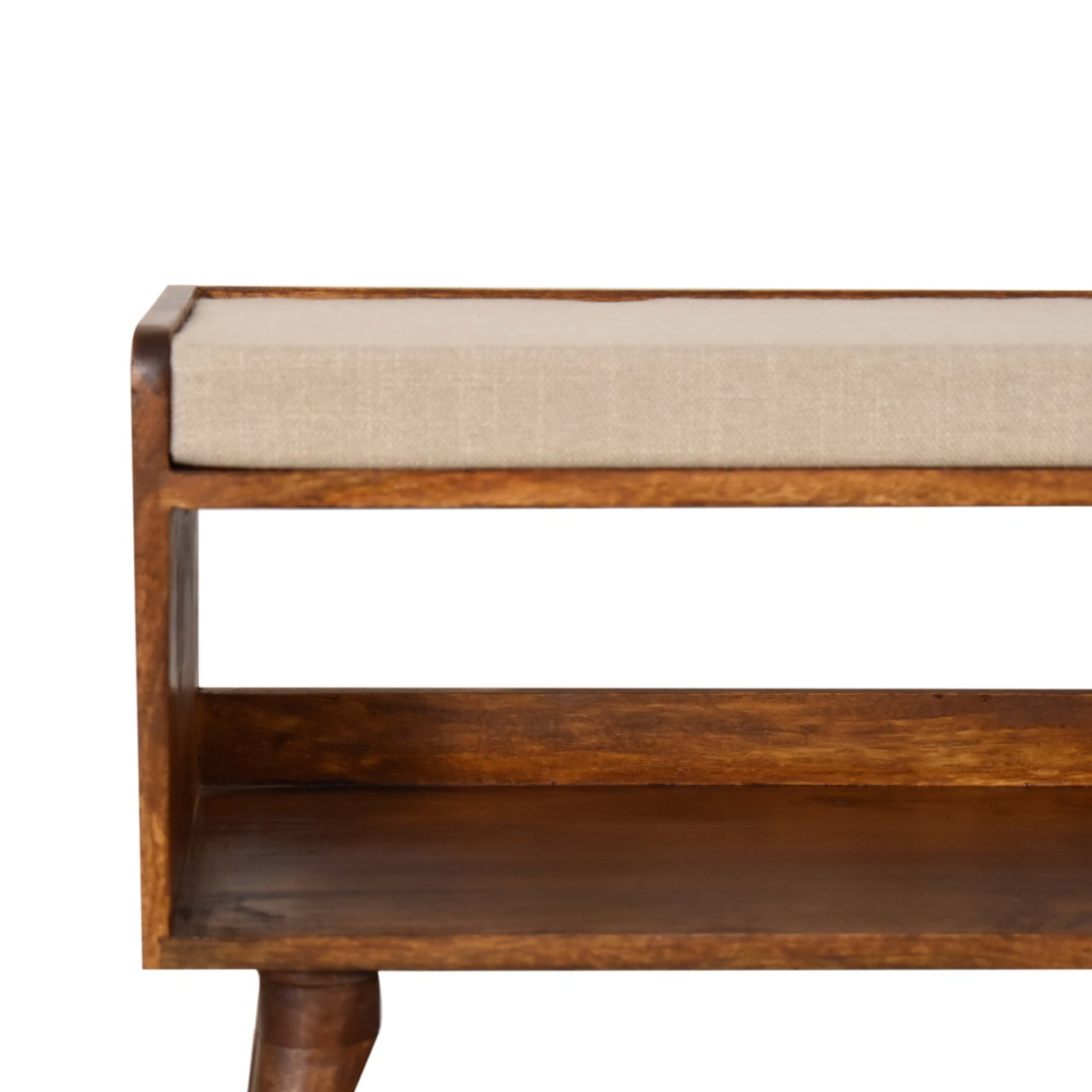 Mud Linen Nordic Storage Bench | Chestnut Hidden Storage