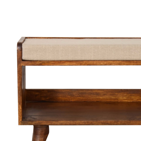 Mud Linen Nordic Storage Bench | Chestnut Hidden Storage