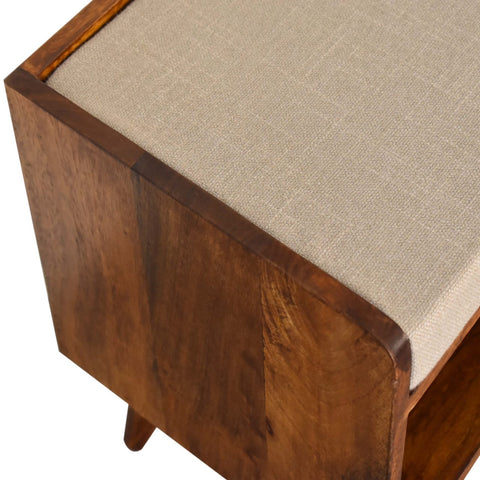 Mud Linen Nordic Storage Bench | Chestnut Hidden Storage