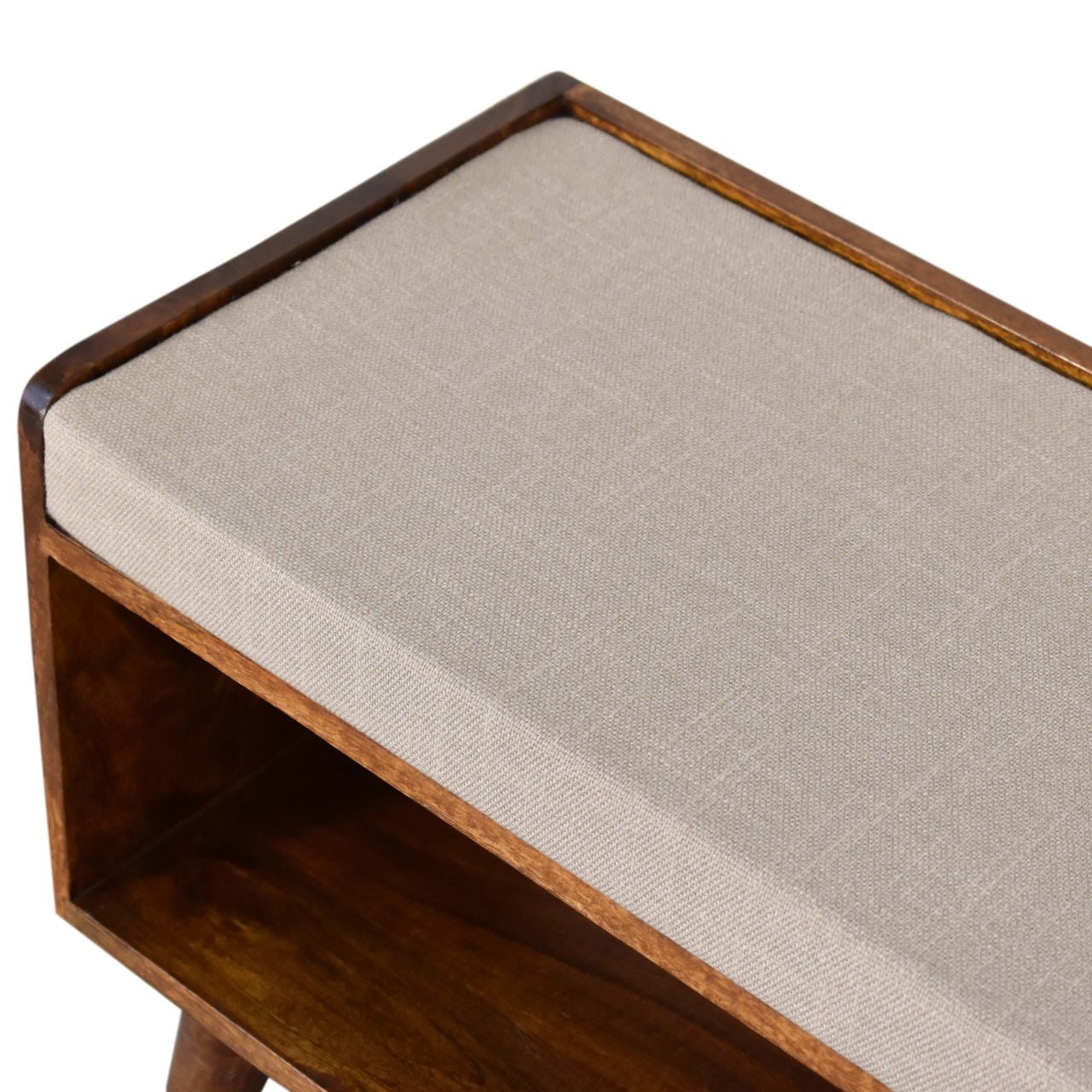Mud Linen Nordic Storage Bench | Chestnut Hidden Storage