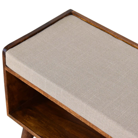 Mud Linen Nordic Storage Bench | Chestnut Hidden Storage
