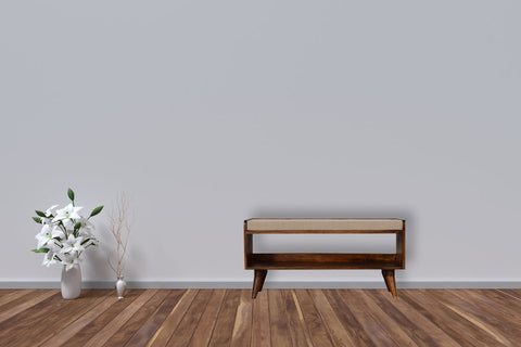 Mud Linen Nordic Storage Bench | Chestnut Hidden Storage