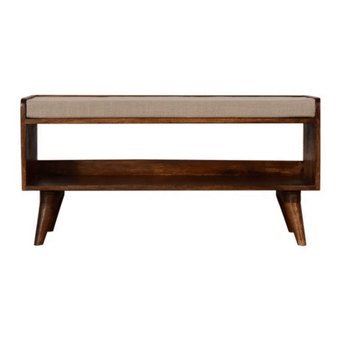 Mud Linen Nordic Storage Bench | Chestnut Hidden Storage