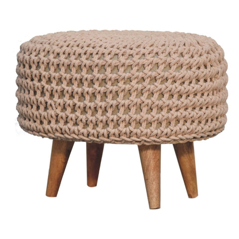 Artisan Furniture Solid Mango Wood Keeva Beige Oblong Footstool