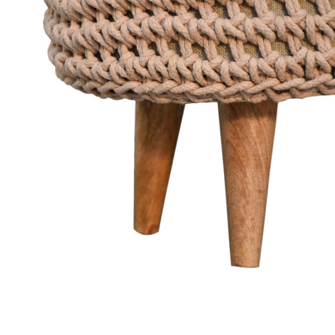 Artisan Furniture Solid Mango Wood Keeva Beige Oblong Footstool