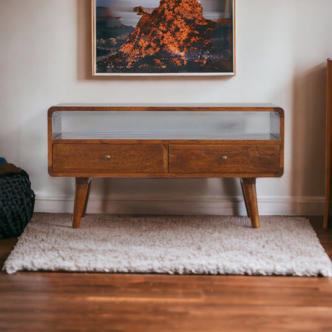 Curved Chestnut Chest of Drawers