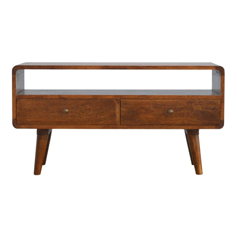 Curved Chestnut Chest of Drawers