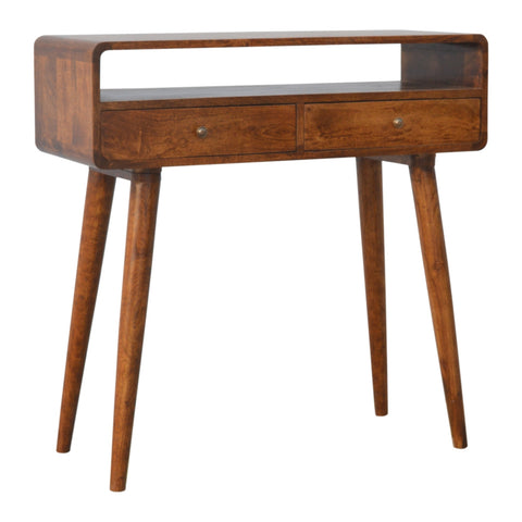 Curved Chestnut Chest of Drawers