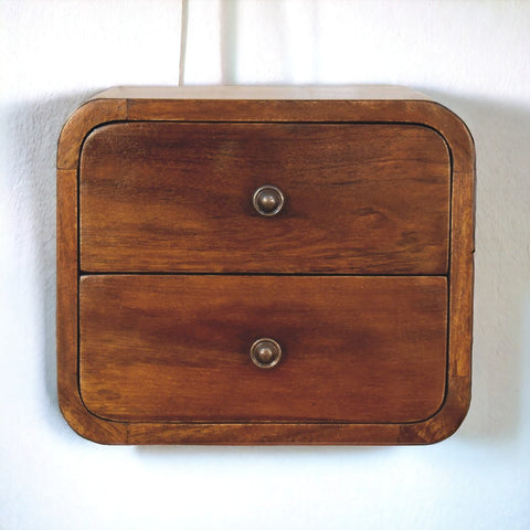 Floating Mini Chestnut Bedside Table | Wall-Mounted