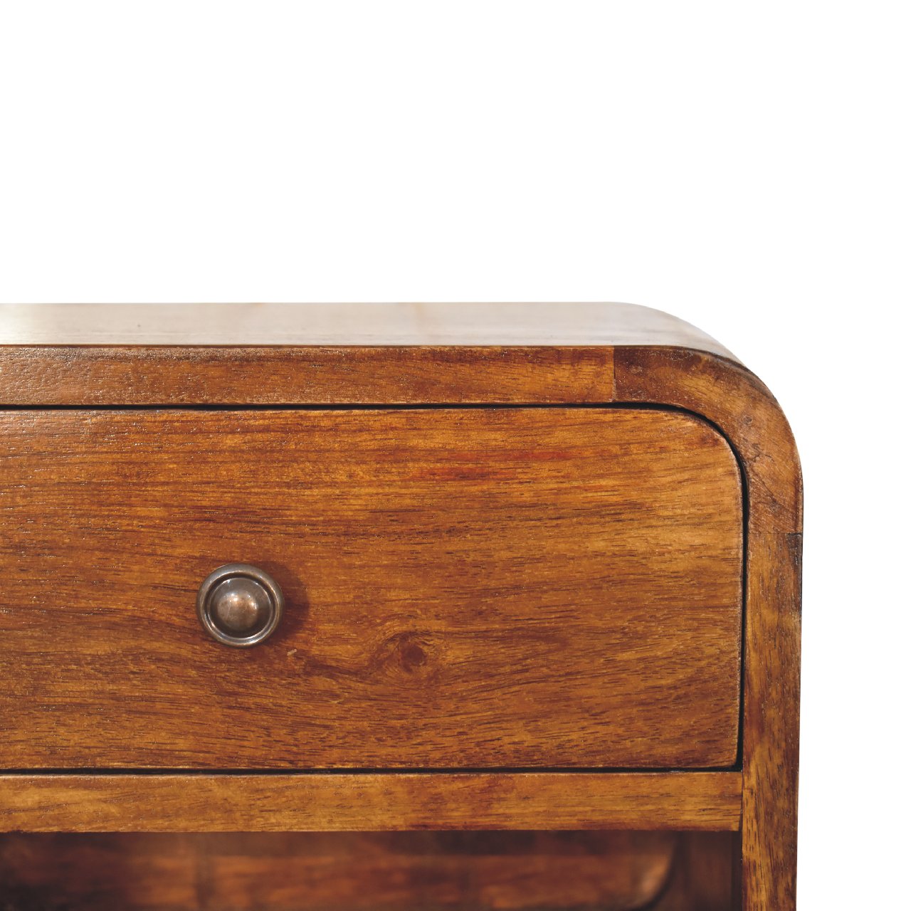 Mini Curve Floating Bedside Table | Chestnut Solid Mango Wood Wall-Mounted