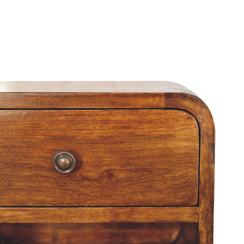 Mini Curve Floating Bedside Table | Chestnut Solid Mango Wood Wall-Mounted