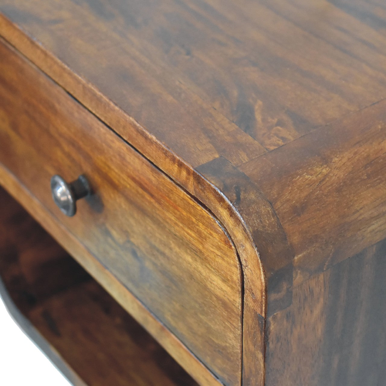 Mini Curve Floating Bedside Table | Chestnut Solid Mango Wood Wall-Mounted
