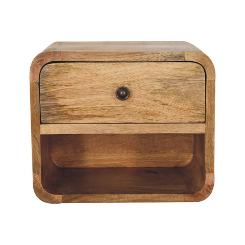 Mini Oak-ish Floating Open Bedside Table | Wall-Mounted