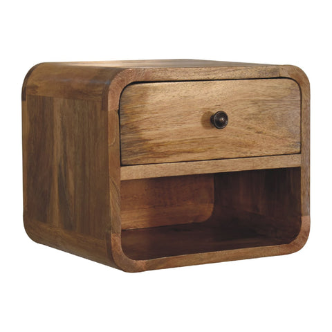 Mini Oak-ish Floating Open Bedside Table | Wall-Mounted