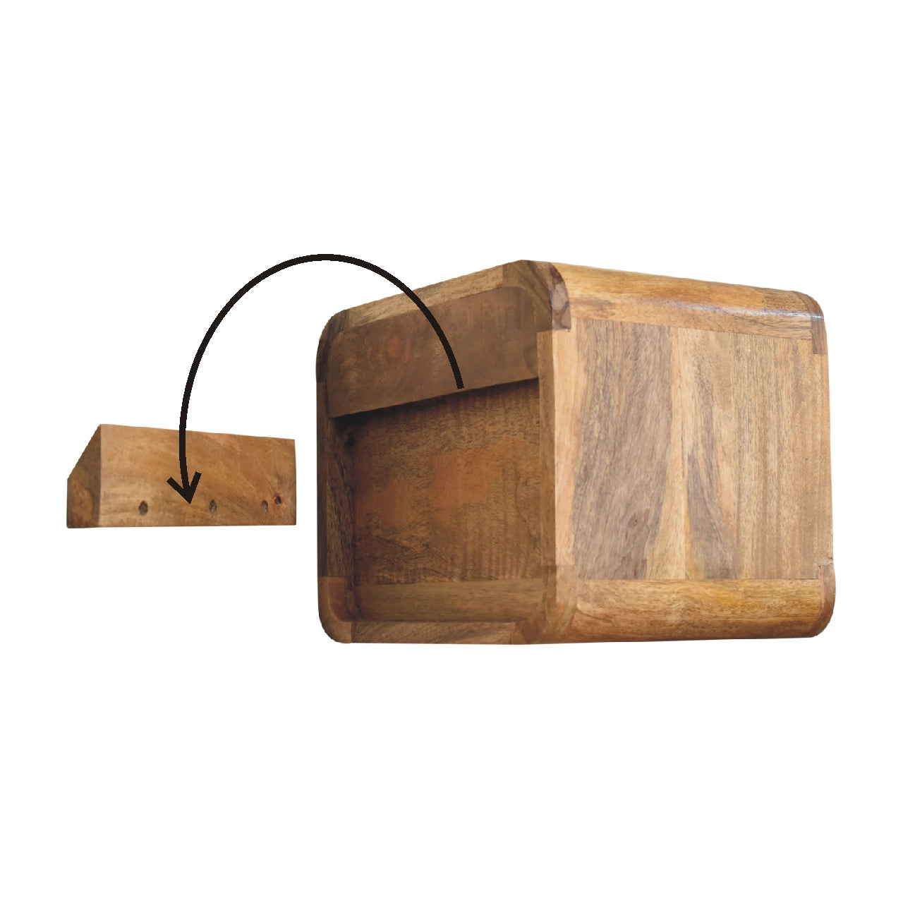 Mini Oak-ish Floating Open Bedside Table | Wall-Mounted
