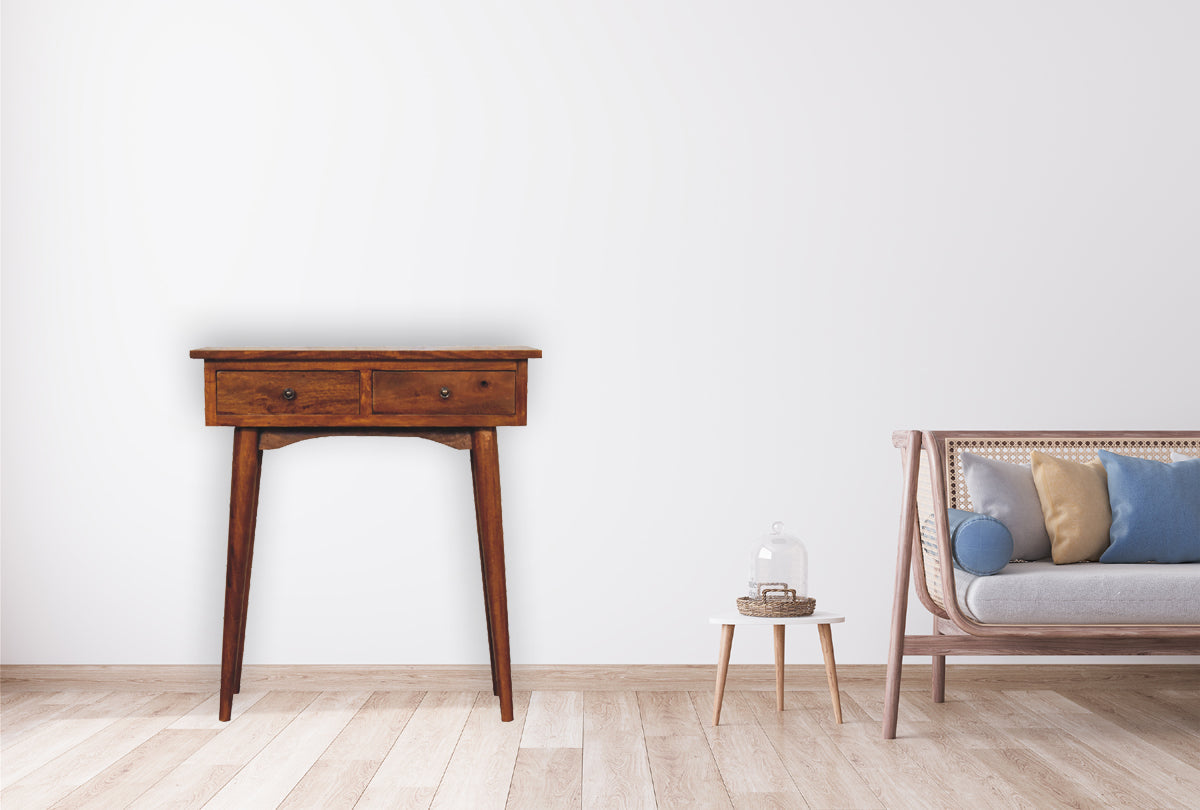 Mini Chestnut Hallway Console Chest of Drawers