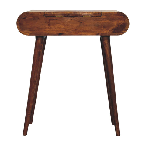Mini Round Chestnut Fold Vanity Chest of Drawers | Foldable