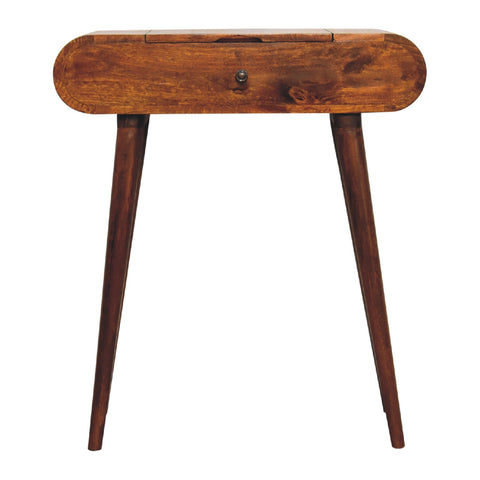 Mini Round Chestnut Fold Vanity Chest of Drawers | Foldable