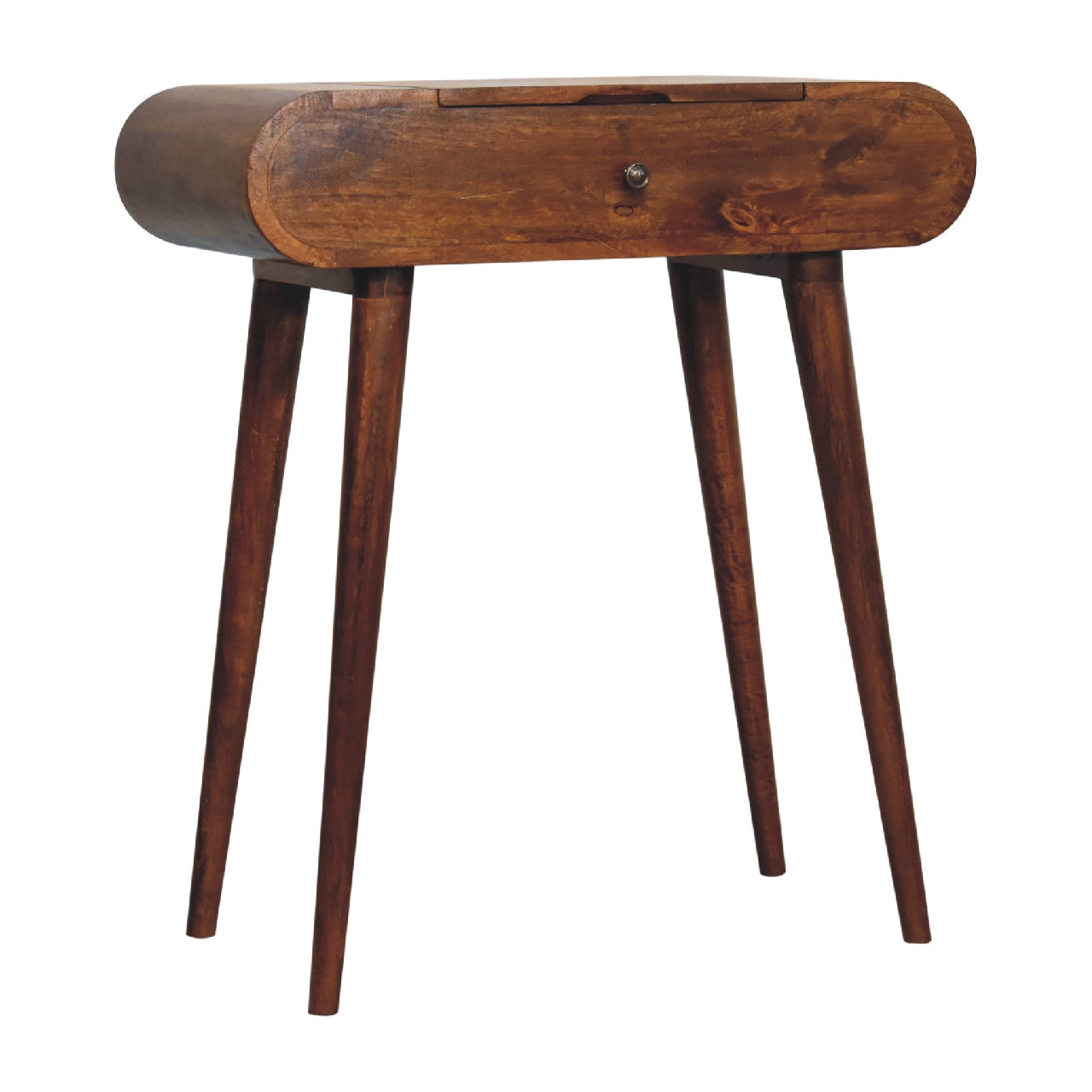 Mini Round Chestnut Fold Vanity Chest of Drawers | Foldable