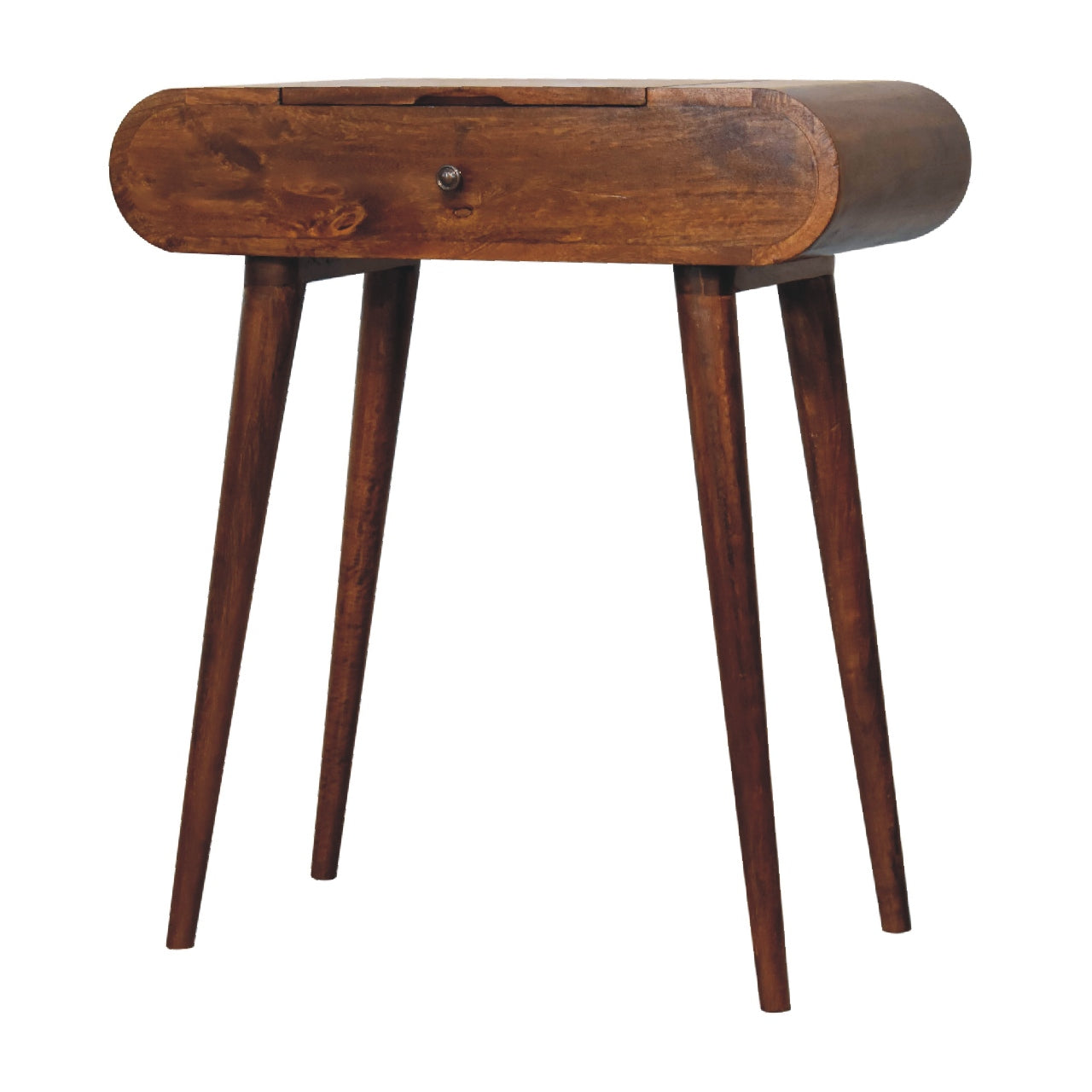Mini Round Chestnut Fold Vanity Chest of Drawers | Foldable