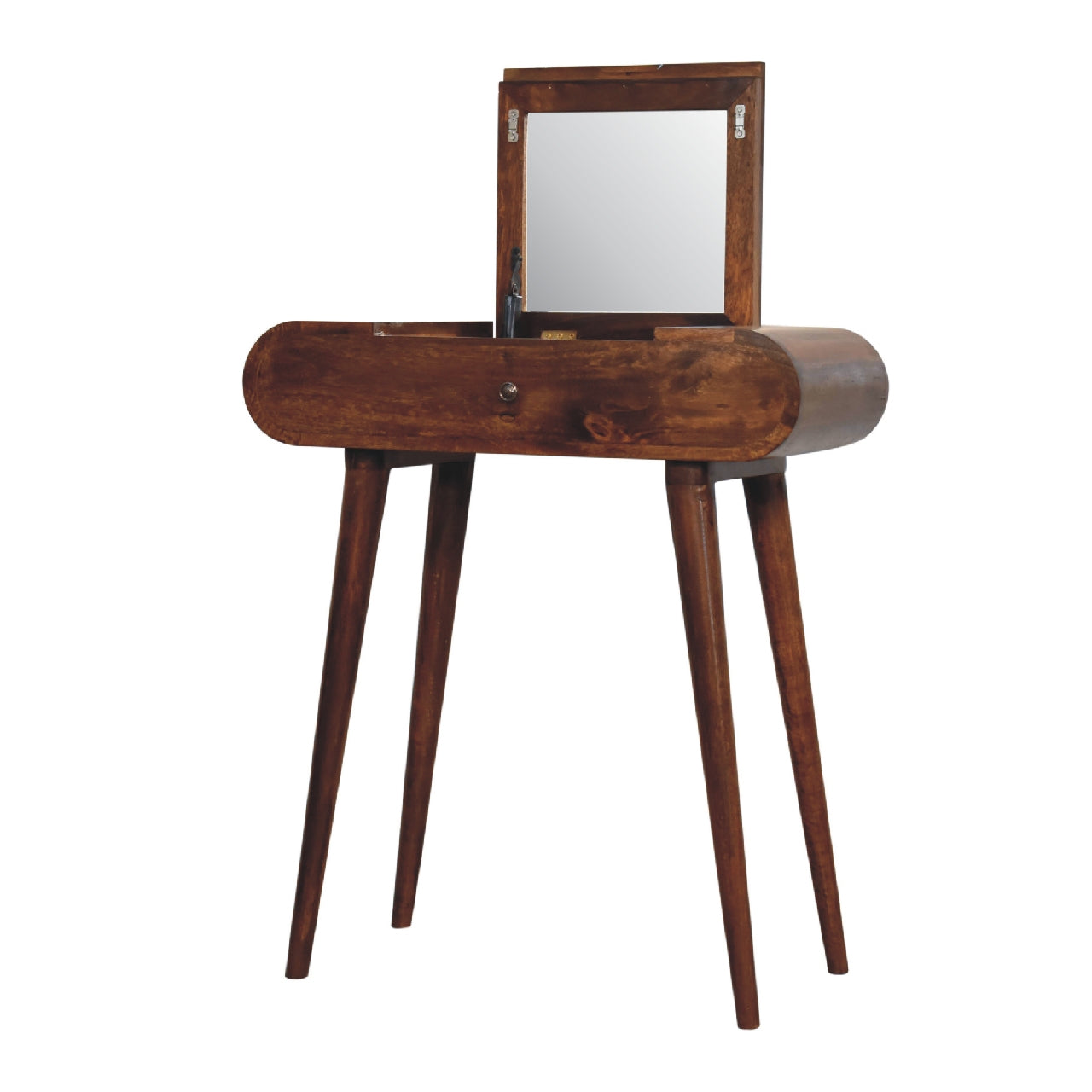 Mini Round Chestnut Fold Vanity Chest of Drawers | Foldable