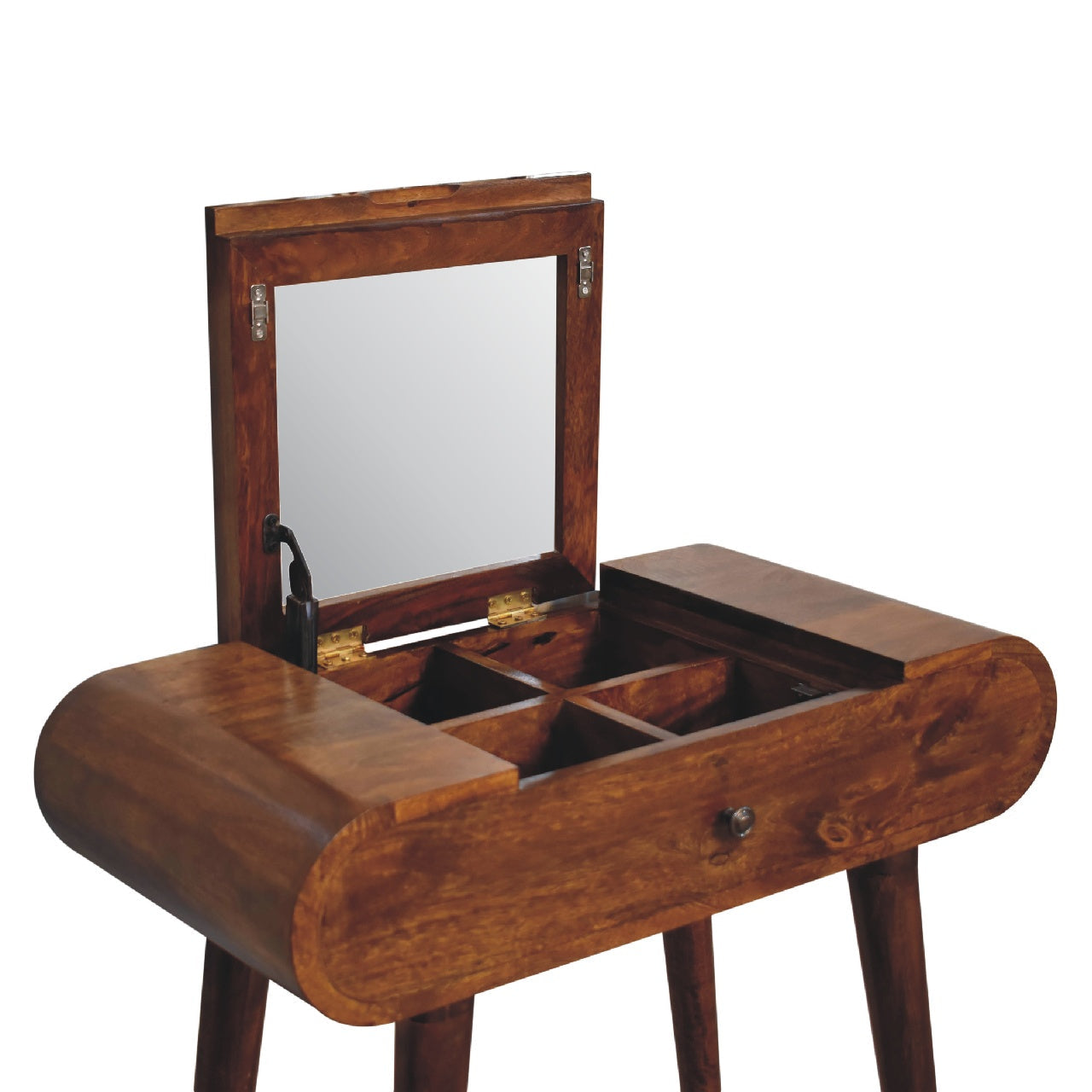 Mini Round Chestnut Fold Vanity Chest of Drawers | Foldable