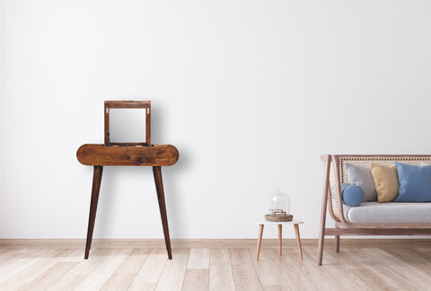 Mini Round Chestnut Fold Vanity Chest of Drawers | Foldable