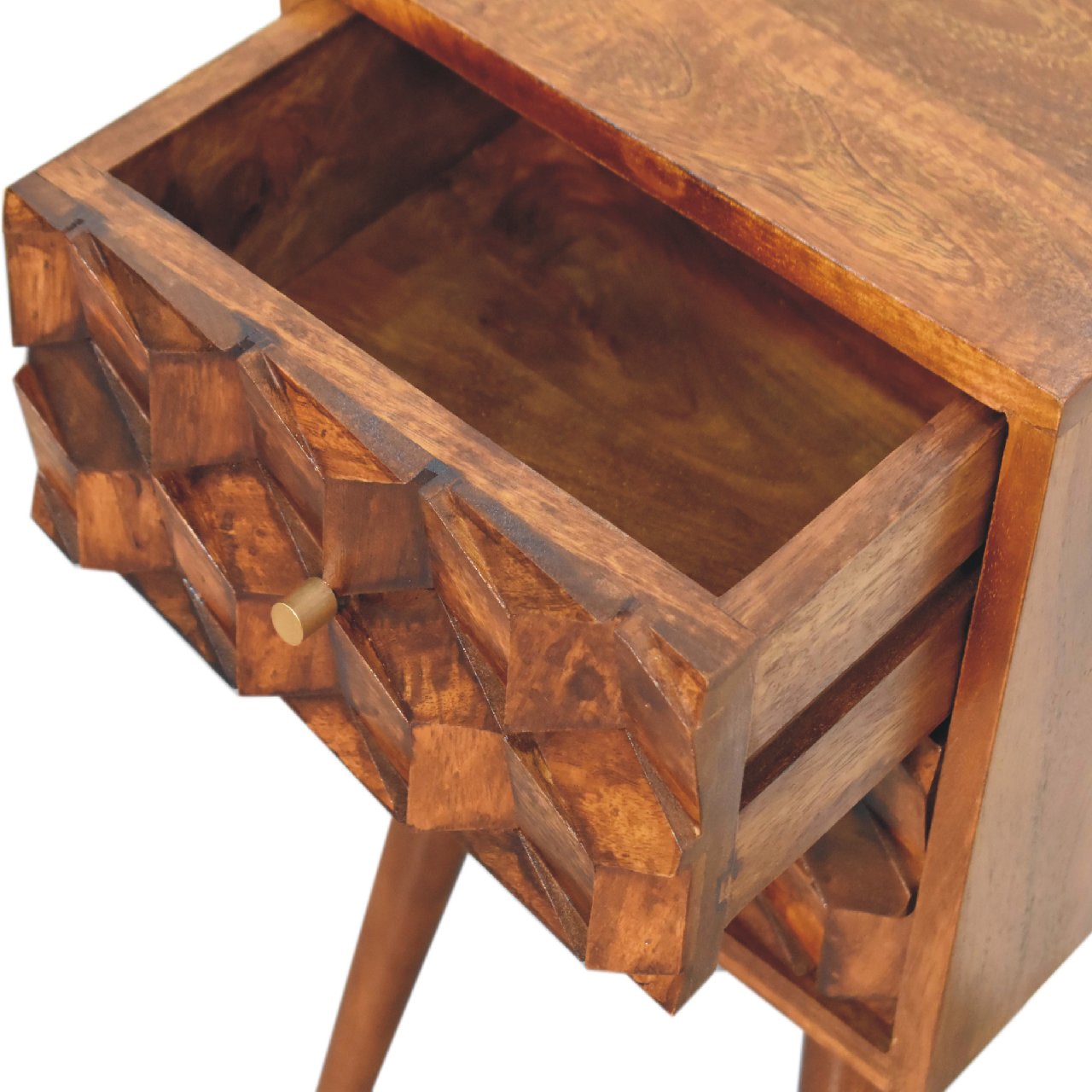 Mini Chestnut Cube 2-Drawer Bedside Table