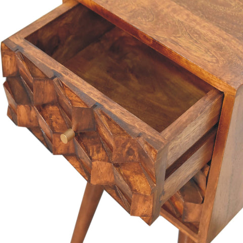 Mini Chestnut Cube 2-Drawer Bedside Table