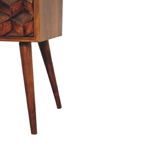Mini Chestnut Cube 2-Drawer Bedside Table