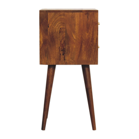 Mini Chestnut Cube 2-Drawer Bedside Table