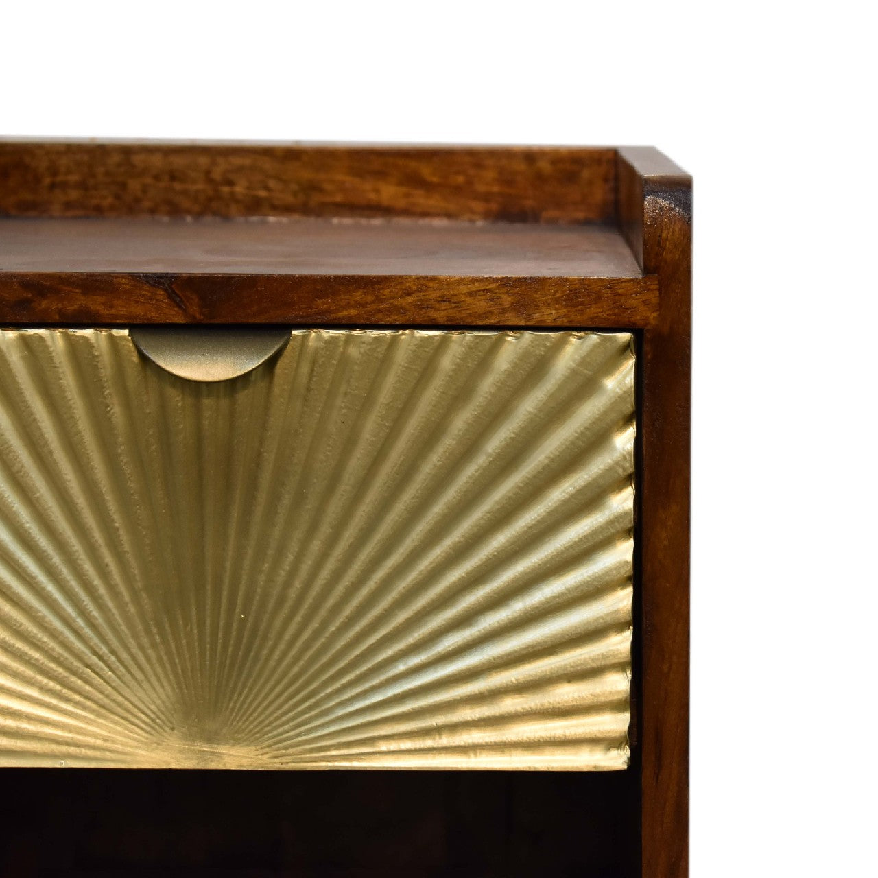 Mini Manila Gold 1-Drawer Bedside Table | Chestnut Solid Mango Wood